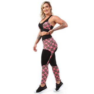 1 Conjunto Fitness Legging Aranha Tapa Bumbum e Top Roupas Femininas Para Academia A14