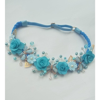 tiara infantil com flores azul/ tiara jardim encantado com borboletas