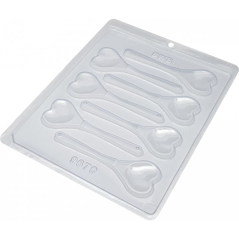 Kit 03 Formas Chocolate Acetato Simples Colher Coração