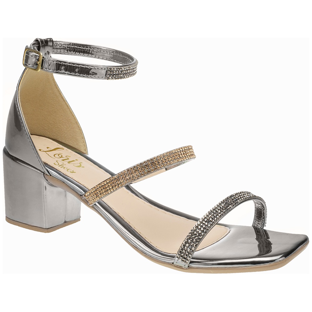 Sandalia Feminina Pedrarias Brilho Salto Medio Festas Moda Blogueira 030-001 - Women Shoes
