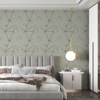 Papel De Parede Adesivo Zara Verde Acinzentado e Marrom - Para Quarto, Sala, Cozinha, Escritório e Lazer
