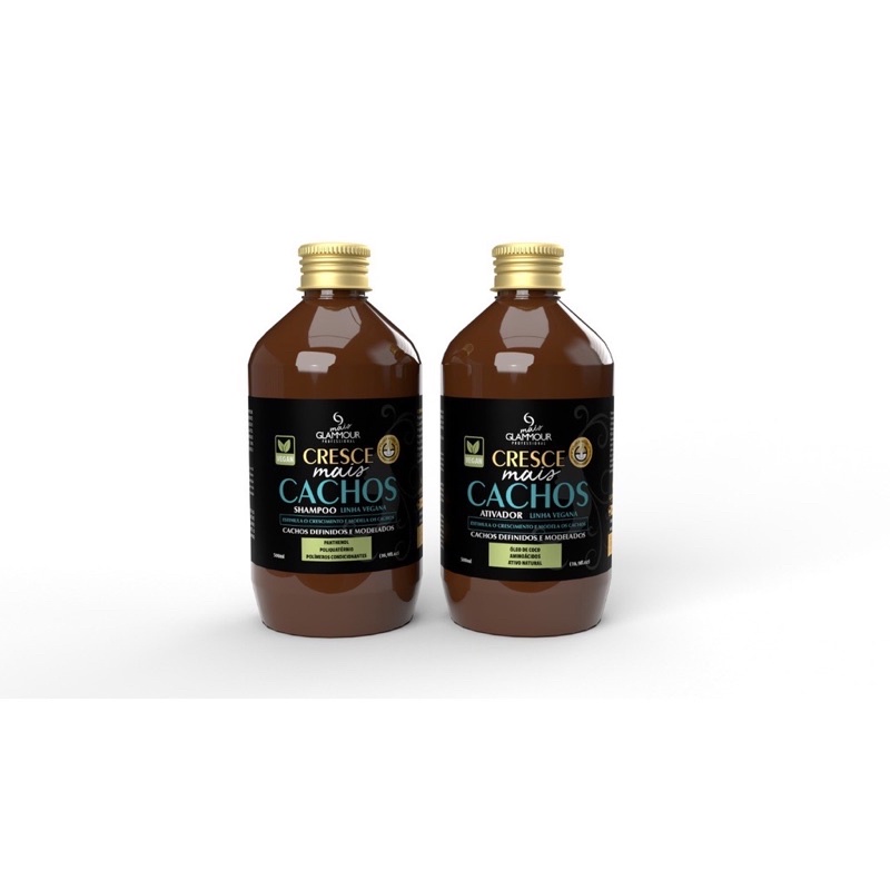 Kit Cresce Mais Cachos Glammour - Cachos Definido, Modelados e Efeito molhado - Shampoo e Ativador-kit revenda-promoçã