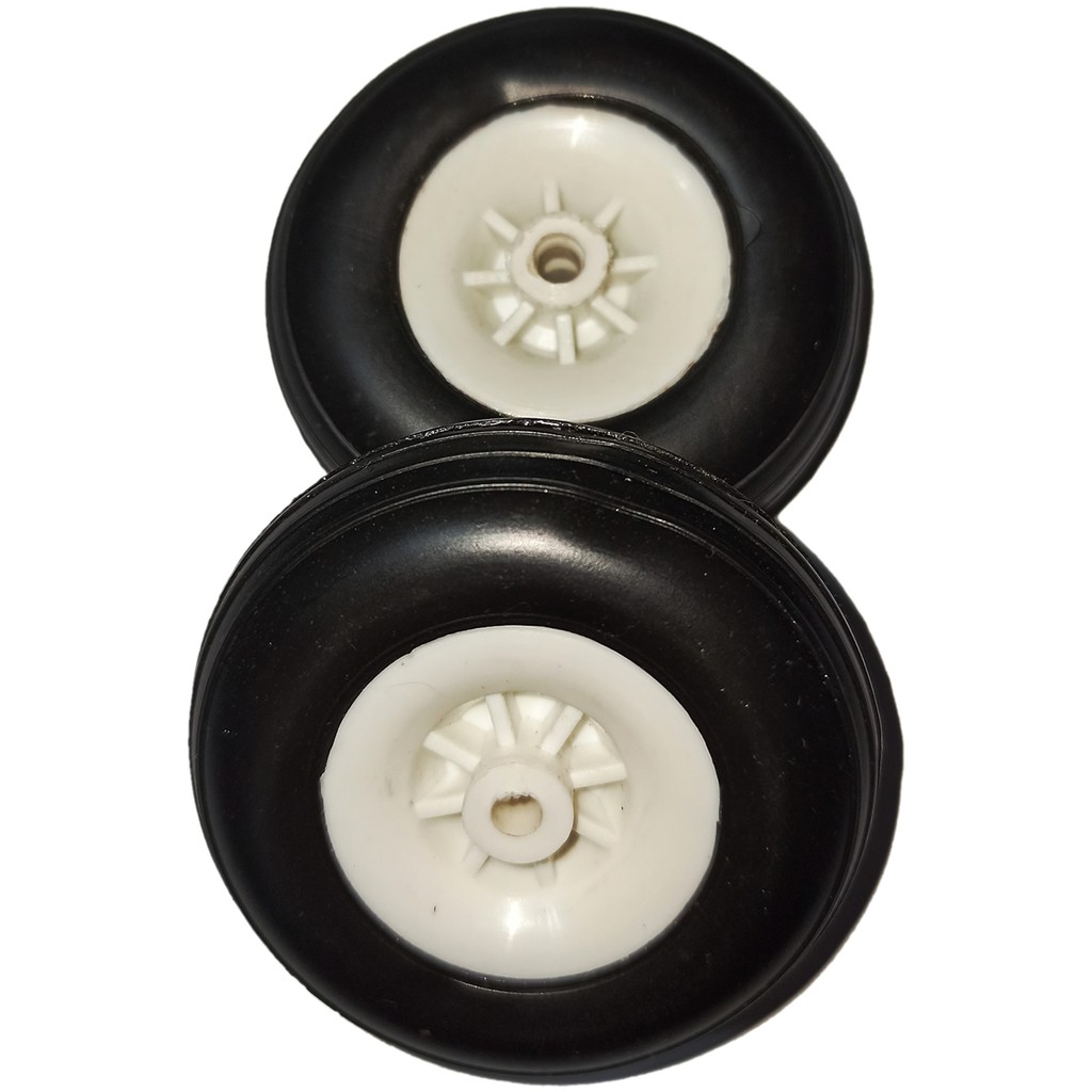 Par de Roda Pneu Borracha 2 1/2 66x22mm para Aeromodelo a combustão Glow e Gasolina