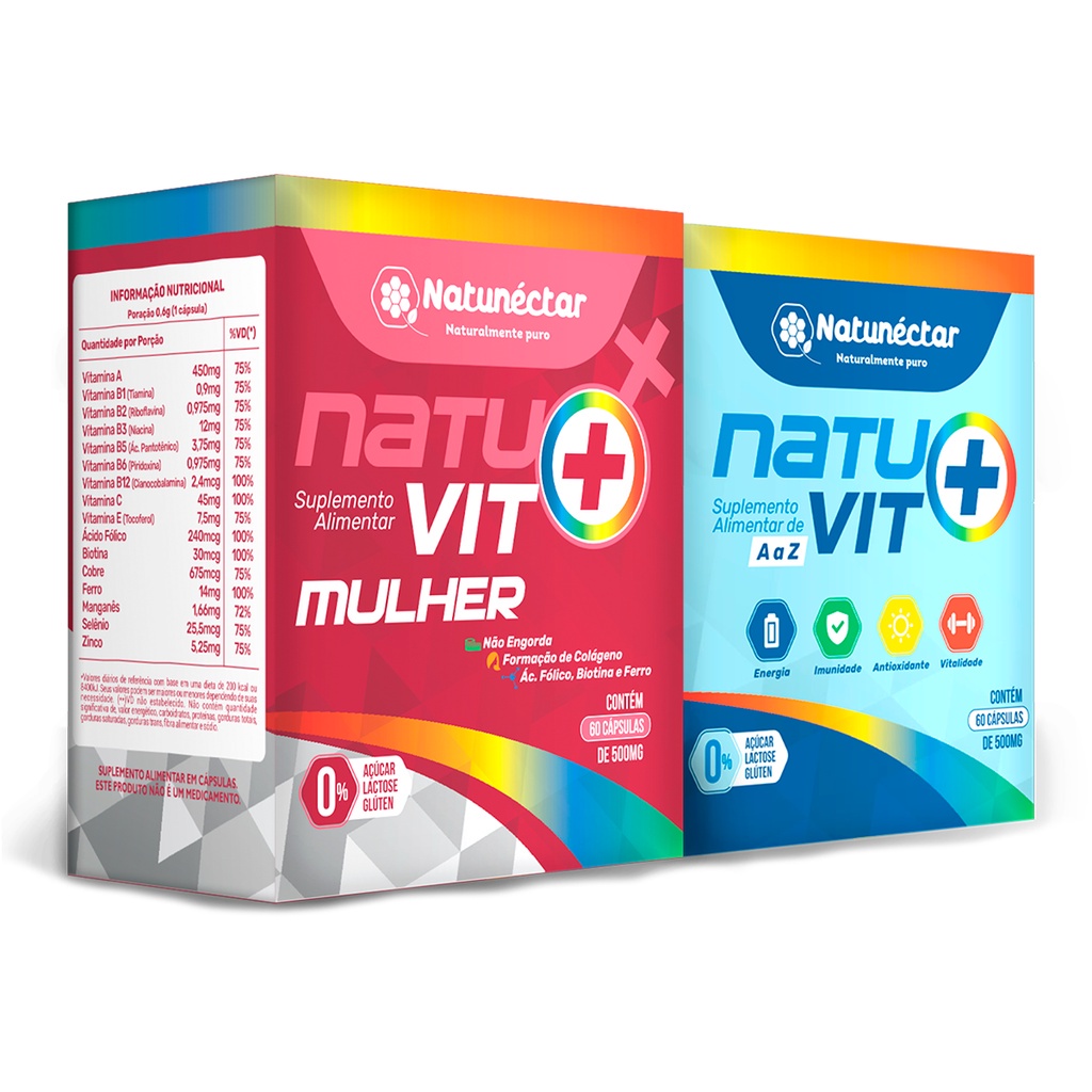 Kit Natuvit Mulher e A a Z 500mg 60 Cápsulas a unidade - Natunéctar