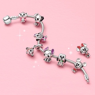 Mickey Minnie Gelang Contas De Ponto Palhaço Prata Cor Bracelete De Encanto Para Mulheres Jóias De Cristal De Esmalte em Oferta na Shopee