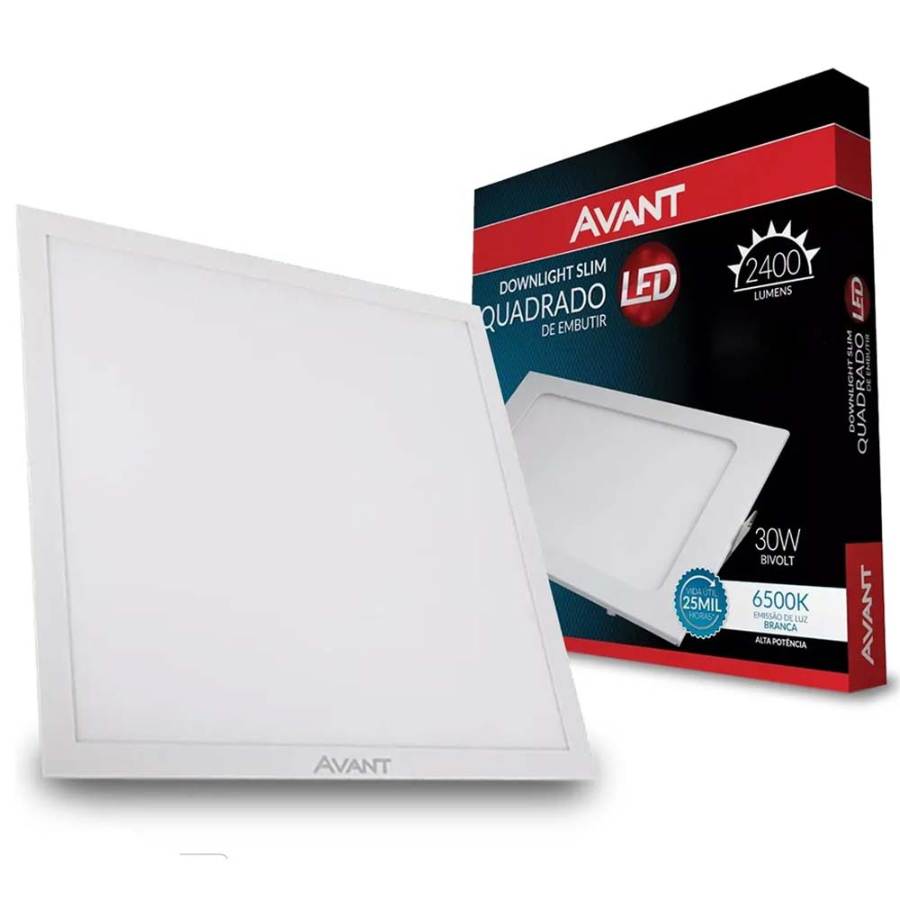 Plafon  de Led Quadrado 40X40 Embutir 6500K Painel 30W Avant