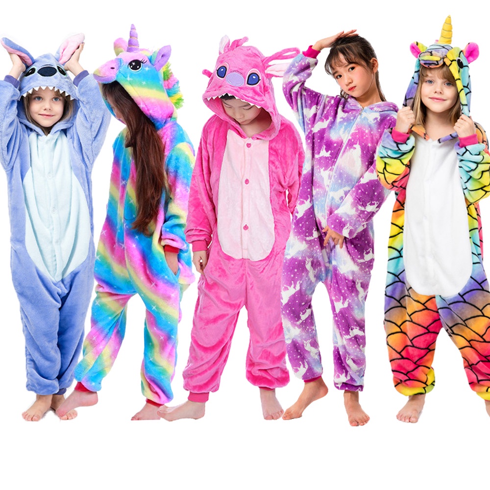 Novo Pijama De Ponto De Inverno Para Crianças Kigurumi Animal Infantil Panda Licorne Onesie Meninos Meninas Roupa De Dormir Dinossauro