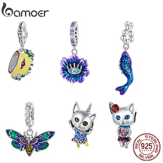 Bamoer 925 Prata Divertido Pingente Diabo Flor Bee Teacup Fish Cat Bead Fashion DIY Halloween Acessórios Para Pulseira E Colar