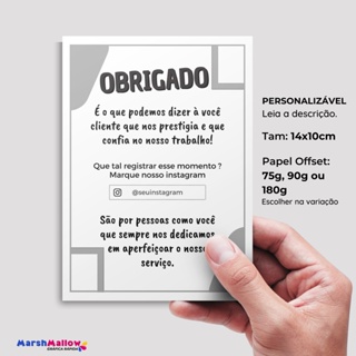 Carta de Agradecimento ao Cliente Personalizada Cartão para Unbox 14x10 para loja masculina. Obrigado pela sua compra em Oferta na Shopee