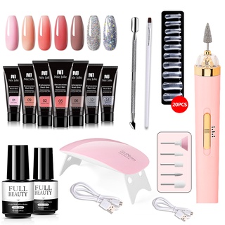 kit de unha em gel polygel completo profissional poligel fibra kit alongamento de unha completo para fazer lixadeira de unha eletrica profissional elétrica