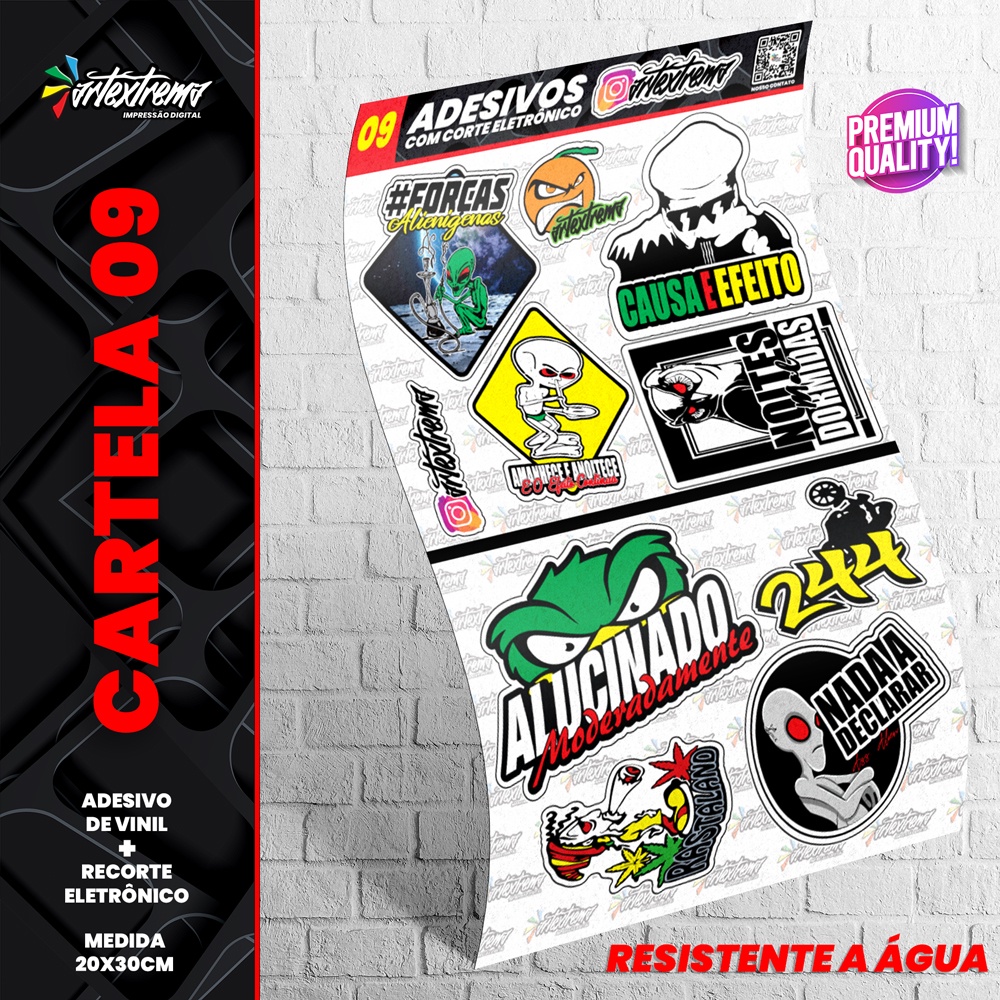 Cartela De Adesivos - REF 09 - Carro - Moto - Caminhão - Bike - Stickers - Diversos