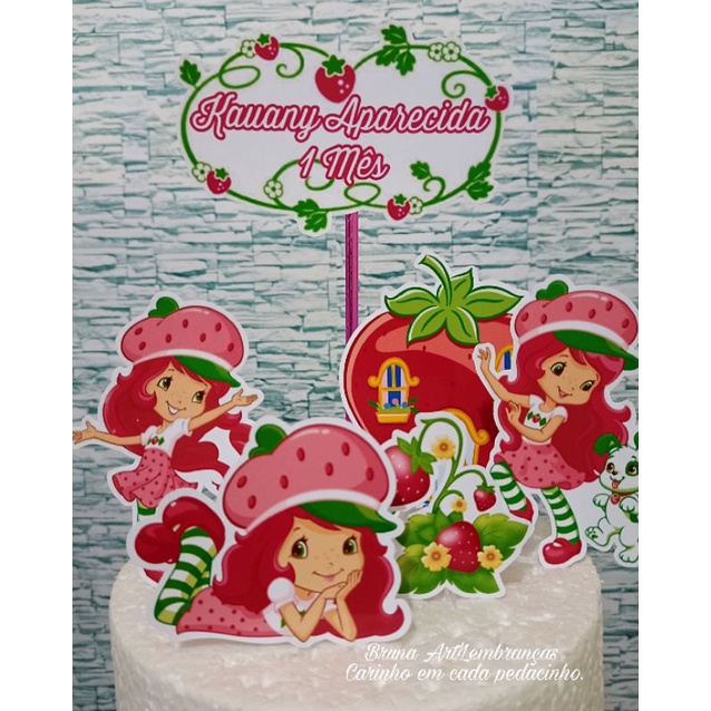 Topo de bolo personalizado Moranguinho / Topper de bolo Moranguinho
