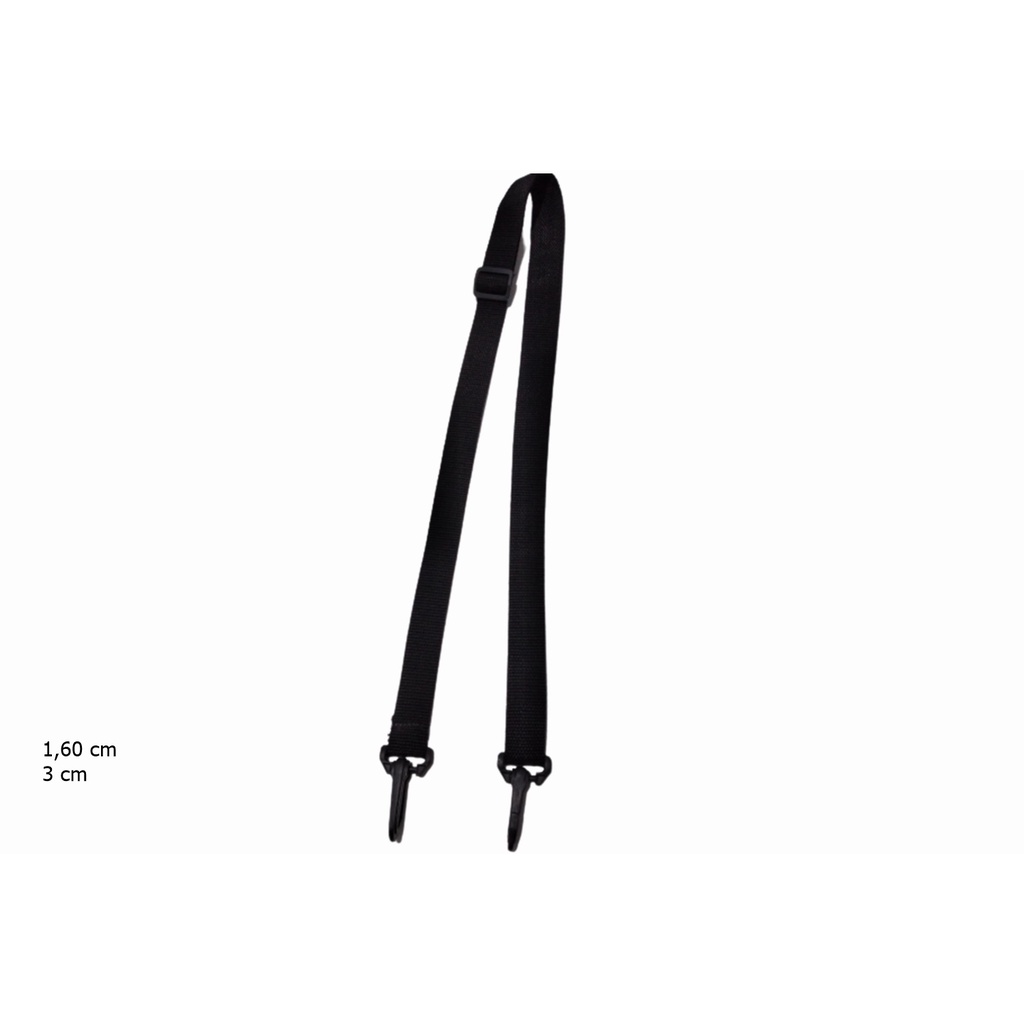 Alça Tiracolo em Nylon para Bolsa Transversal Avulsa na Cor Preta e Mosquete de Regulagem.
