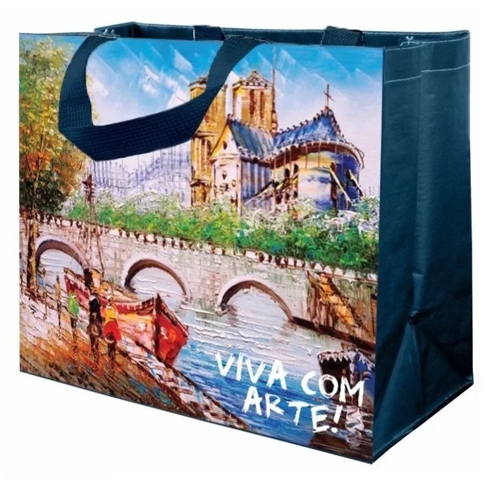 Sacola Retornável de Ráfia Ecobag MÉDIA CáPraLá Pintura Art Br 34 em Oferta na Shopee