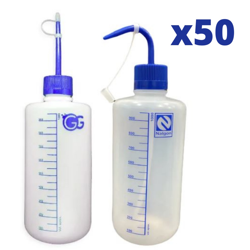 50 Pisseta Graduada Plástica Almotolia Frasco 1000ml/500ml/250ml/125ml Bico Reto e Curvo