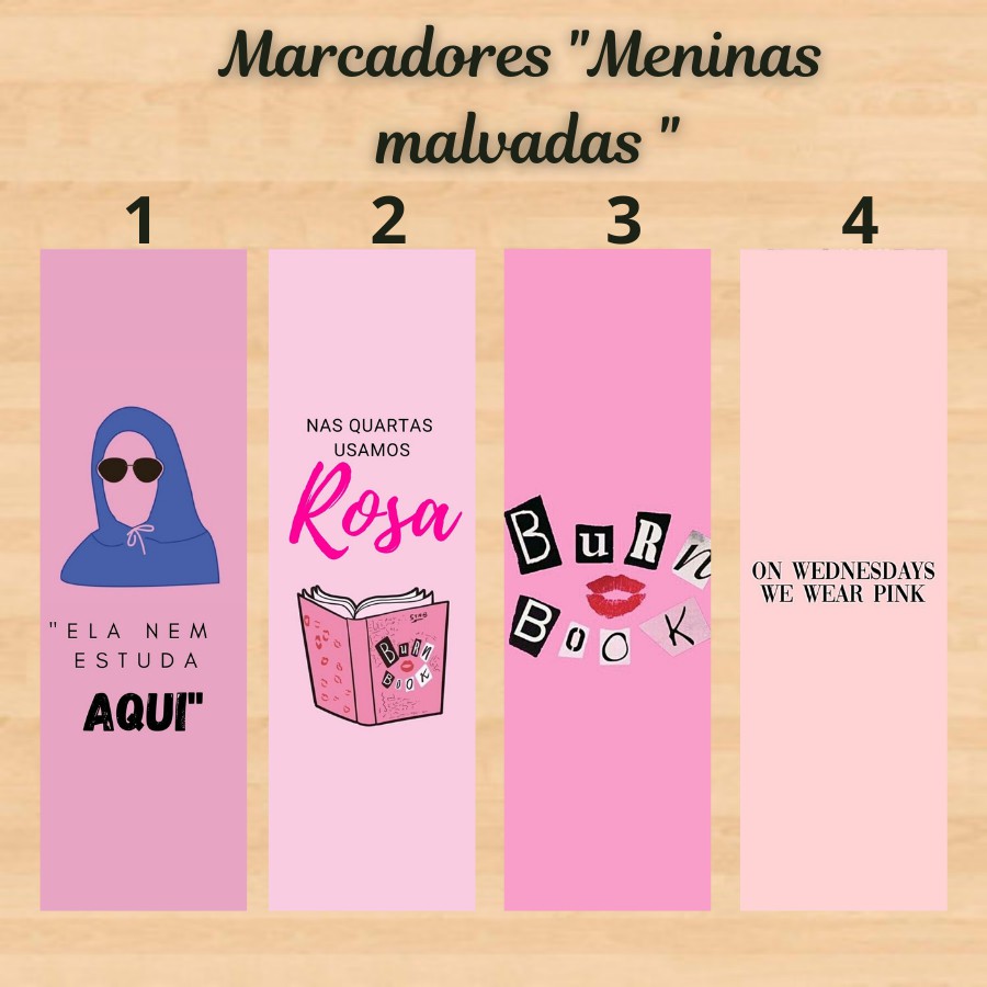 marcador de página Meninas malvadas plastificado com ou sem tassel em Oferta na Shopee