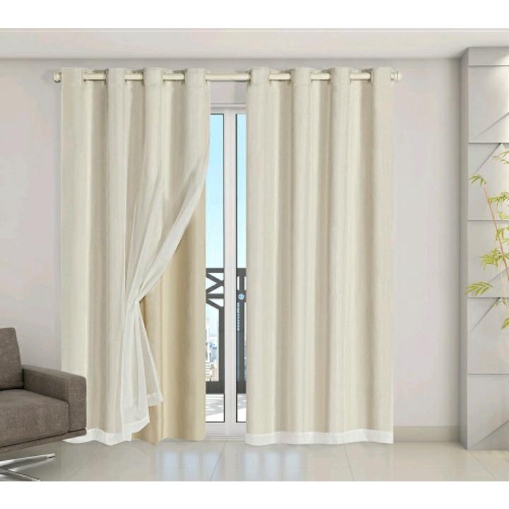 Cortina Blackout  Pvc Com Tecido Voil liso Janela  Quarto e Sala