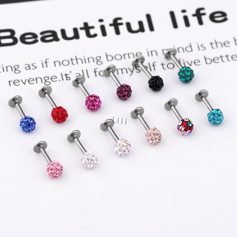 Kit com12 Unidades Piercing em aço inoxidável 316L /Orelha Tragus /com strass/muito estilo