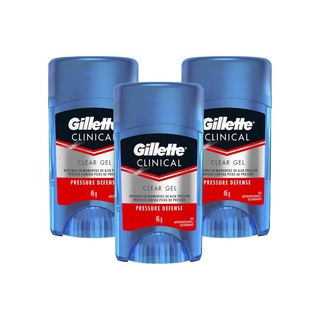Kit Desodorante Gillette Clinical Gel Pressure Defense 45g com 3 Unidades
