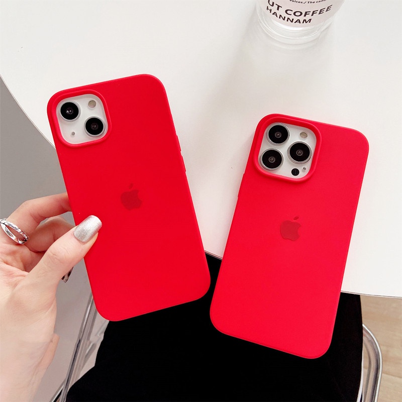 Vermelho Para iphone 18/17/16/15/13/14/12/11/Pro max/Air/XS XR/7/8/Plus/SE/Mini/Capa De Telefone De silicone Líquido