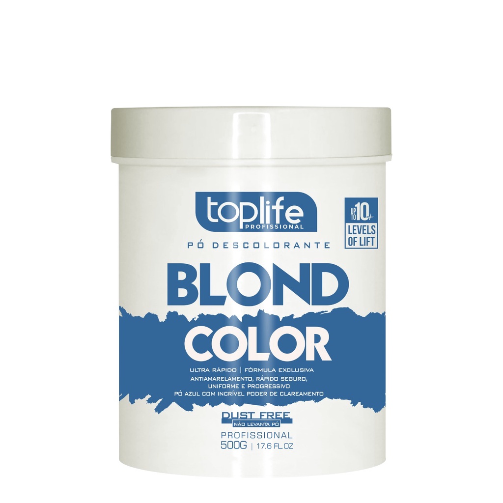Pó Descolorante Azul Blond Platinum Dust Free Toplife Profissional 500g