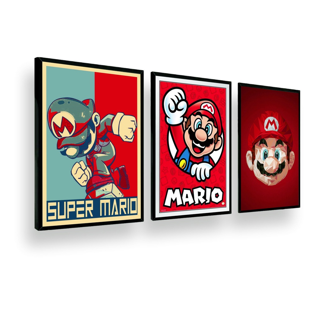 Quadro Decorativo Kit Quarto Anime Filme Serie Super Mario Bros Classico  Retro | Shopee Brasil