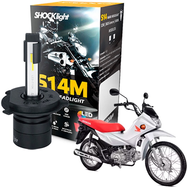 Lâmpada Ultra Led Shocklight Farol Moto Honda Biz Pop 100 em Oferta na Shopee
