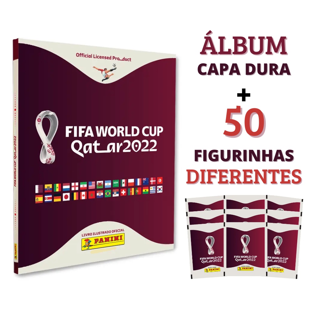 Album Copa 2022 Qatar Capa Dura + 50 Figurinha Sem Repetição