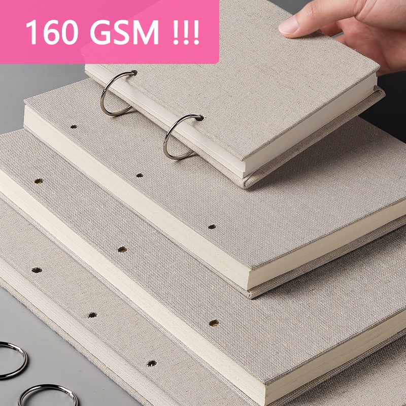 Sketchbook Retro Espiral Linen Hardcover Notebook 120 Páginas 160GSM Recarregável Para Desenho De Arte Material Escolar De Papelaria