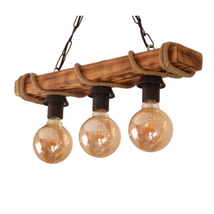 Lustre Luminária Teto Madeira Maciça Retro Vintage Design Rustico 1