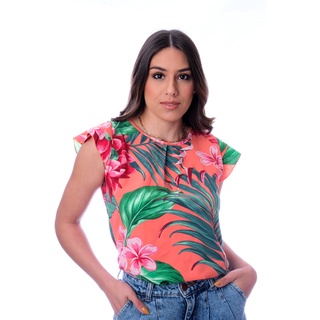 Blusa Manguinha Romântica Feminina Viscose Casual - 1 Peça
