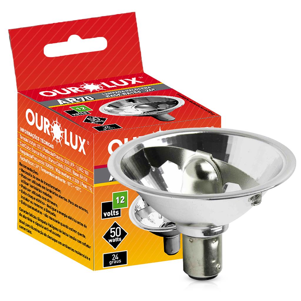 Lampada Halogena Ar70 50W 12V 2800k Luz Amarela Dimerizavel