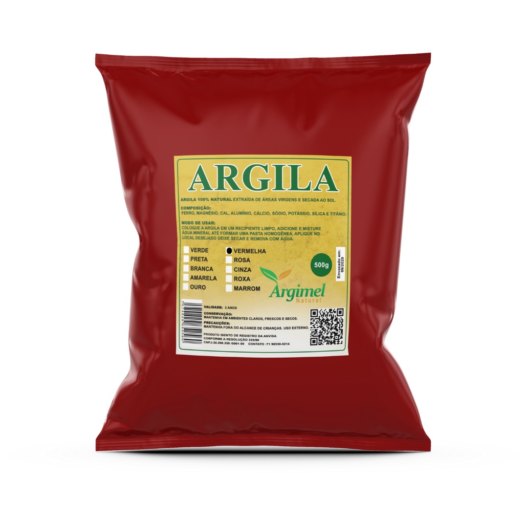 Argila Vermelha 500g absorve a oleosidade, hidrata, previne linhas de expressão - Skin Care, Máscara facial