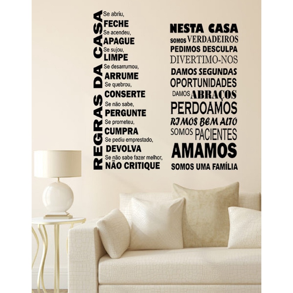 Adesivo Decorativo Frase Regras da Casa e Regra da casa
