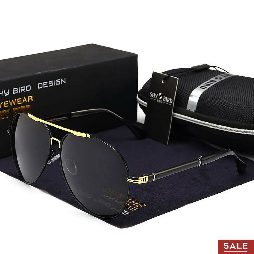 Óculos De Sol Estilo Aviador lentes Polarizadas Com Armação De Metal Proteção Uv400