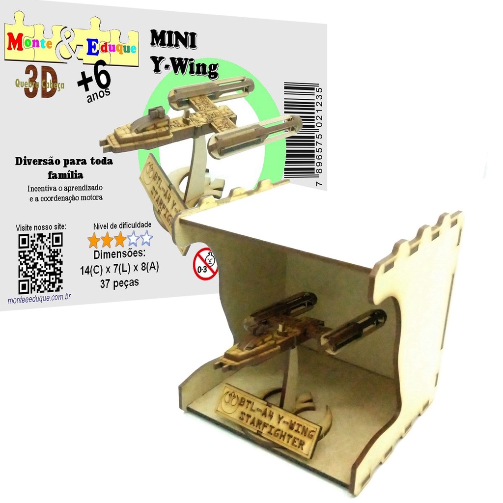 Brinquedo Quebra Cabeça 3D MINI NAVE STAR WARS Y-Wing