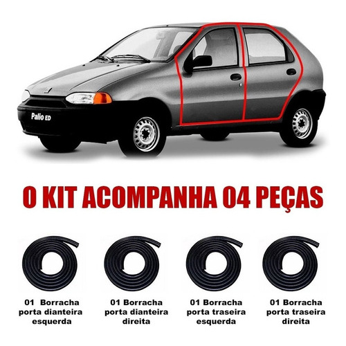 Kit Borrachas Vedação Palio 2008 2009 2010 2011 2012 4 Porta em Oferta na Shopee