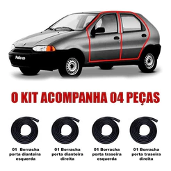 Kit Borrachas Vedação Palio 2008 2009 2010 2011 2012 4 Porta