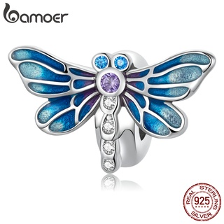 Bamoer 925 Contas De Prata Libélula Com Rolha De Silicone Da Moda Charme Para Diy Pulseira Acessórios BSC586