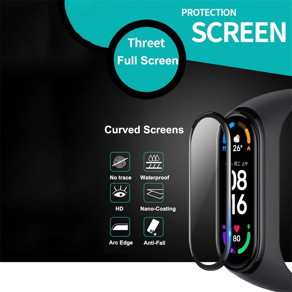Filme Protetor De Tela 3D De Alta Qualidade Para Xiaomi Smart Band 9 Pro/8/7 Mi 4 5 6 7 8 9 10 Vidro Não Temperado
