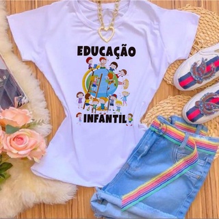 Camiseta T-shirt Blusa Profissão Educação Infantil Crianças Planeta Estampada em Oferta na Shopee