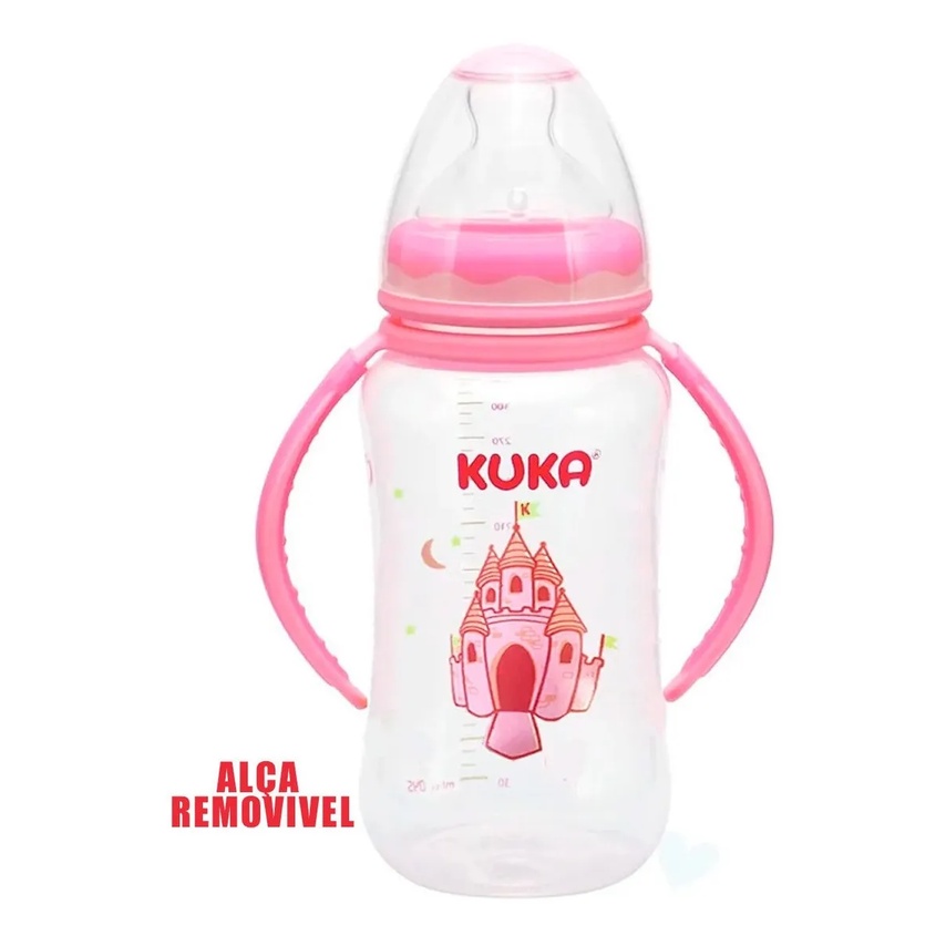 Mamadeira Kuka Big Ortodôntica 330ml menino menina com alça em Oferta na Shopee