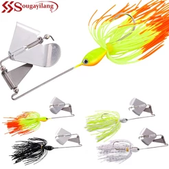 Sougayilang 1Pcs Isca de pesca de 4 cores Isca de pesca Buzz Afundando isca giratória de metal com ganchos afiados