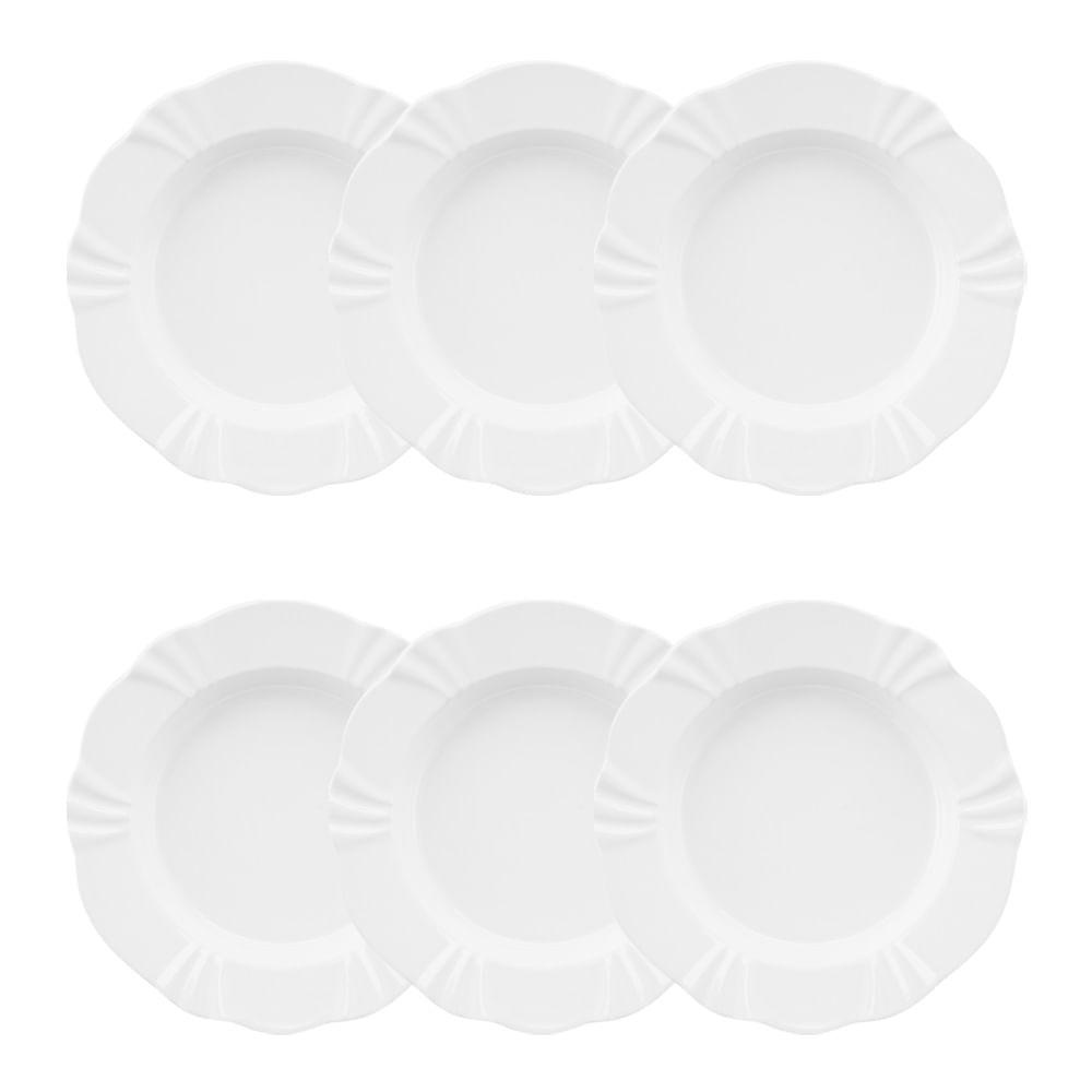 Conjunto de 6 Pratos Fundos 24cm Soleil White em Oferta na Shopee