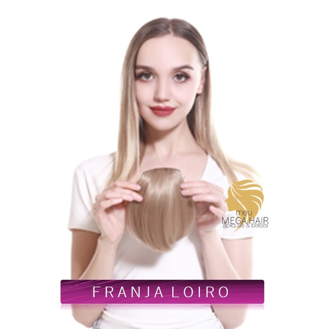 Cabelo Aplique Tic Tac Franja Loiro Igual Humano Mega Hair Beauty Premium Cabelo Premium