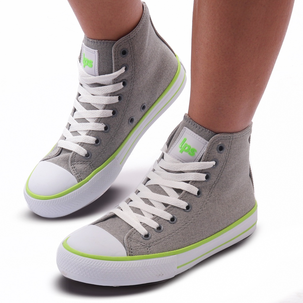 Tênis Feminino Cano Médio LPS STAR BY WorldColors - Gelo/Verde Fluor