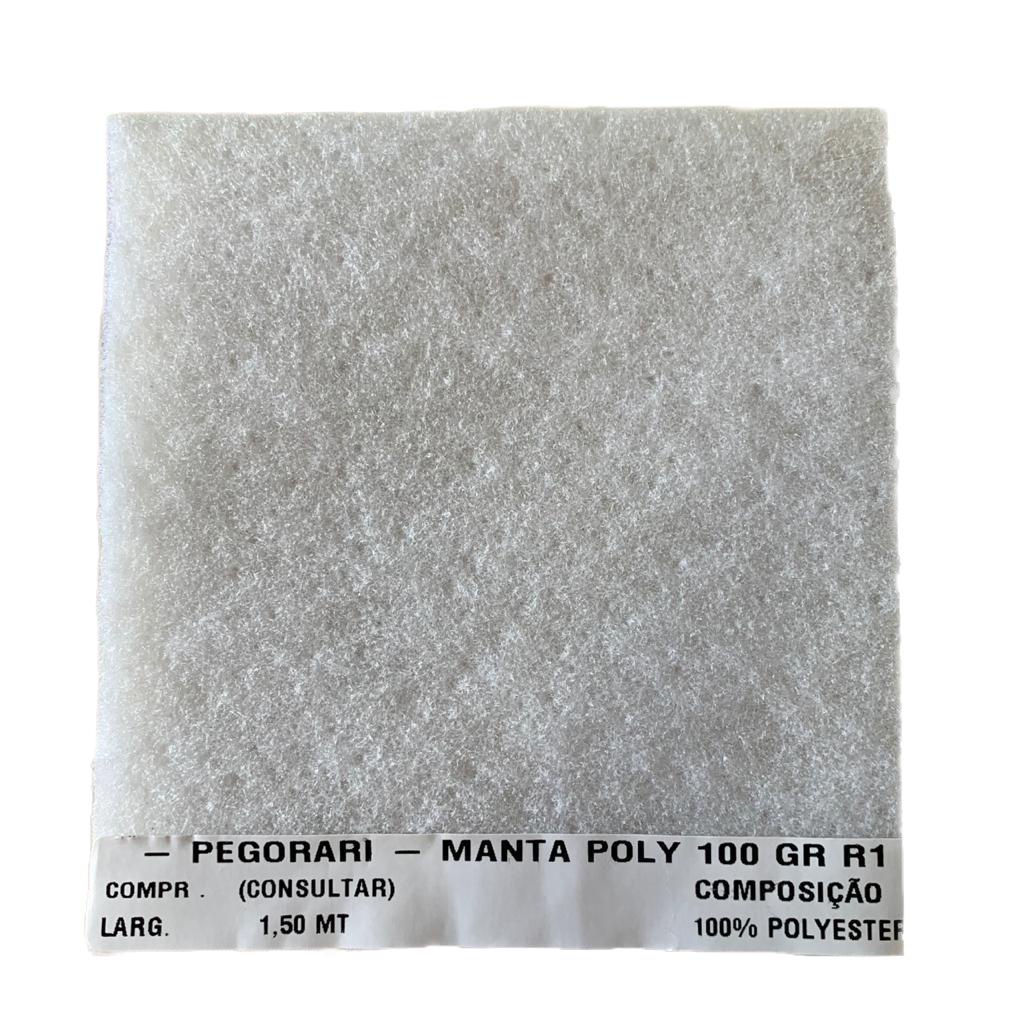 Manta Acrílica Poly R1 100Gr Pegorari 0,50 cm x 1,50 M Cola de Um Lado Com Resina para Passar Ferro Quente