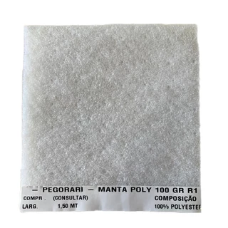 Manta Acrílica Poly R1 100Gr Pegorari 0,50 cm x 1,50 M Cola de Um Lado Com Resina para Passar Ferro 