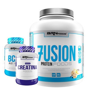 Kit Whey Protein Fusion Protein 2kg + BCAA 100g + Premium Creatina 100g - BRNFOODS