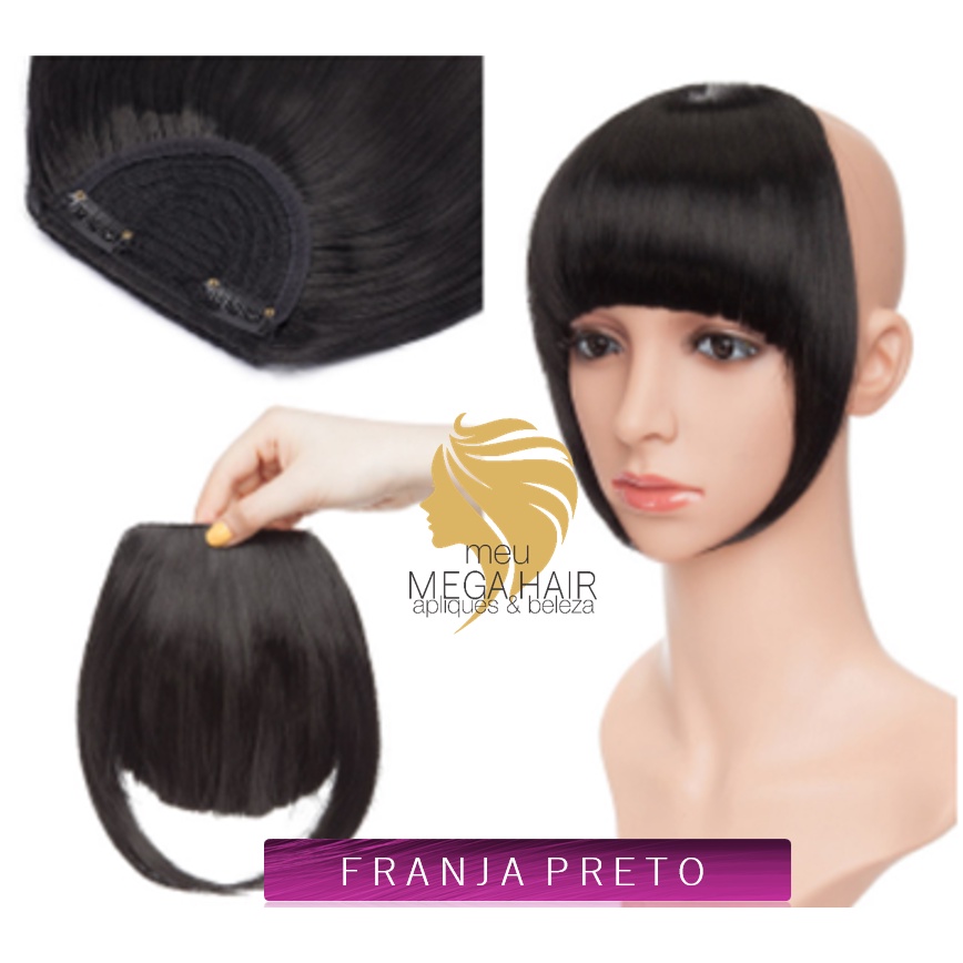 Cabelo Franja Tic Tac Aplique Preto 100% Bio Humano Premium Beauty Premium Cabelo Premium